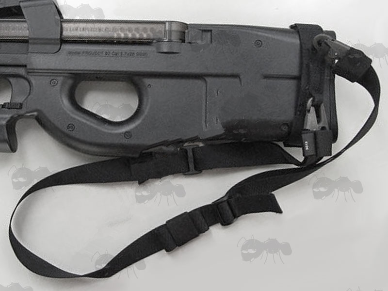 Black One / Two Point CQB P90 SMG Sling Fitted to a P90