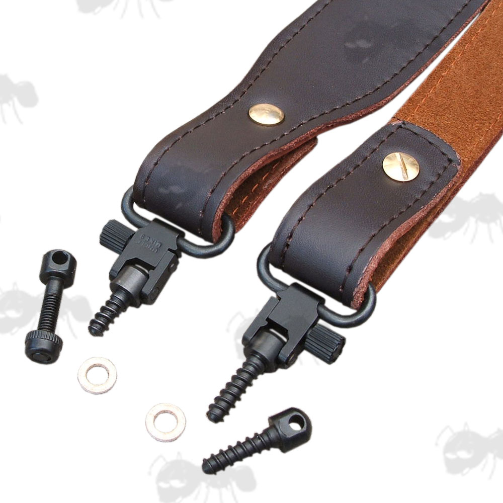 SMK Deluxe Dark Brown Triple Leather Shotgun / Rifle Sling