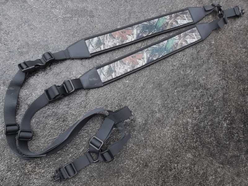 Black Canvas and Dark oak Tree Camouflage Neoprene Backpack Harness Style Rifle Sling