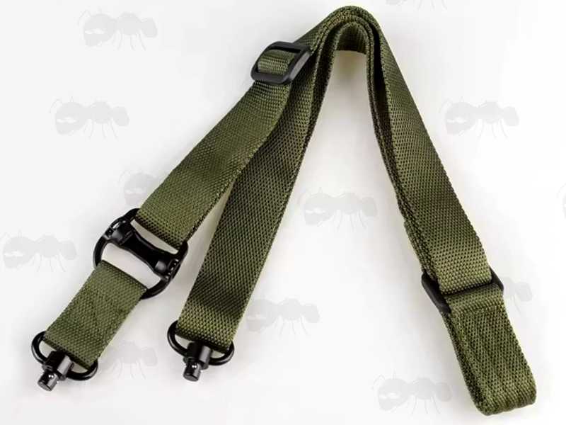 Two Point Sling with 10mm QD Socket Swivels, Setup as Two Point Sling, In Green