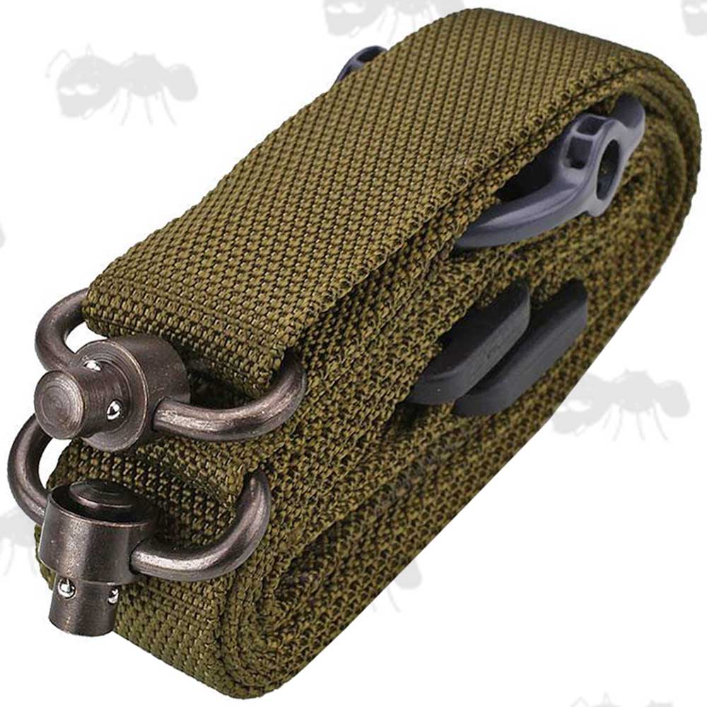 Green Two Point Sling with 10mm QD Socket Swivels