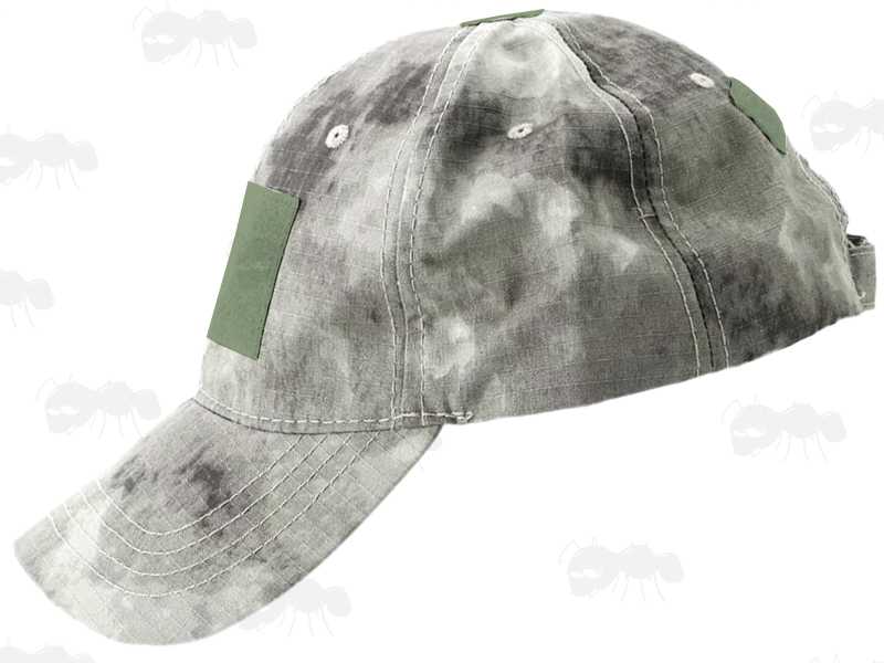 Side View of The All Terrain Camouflage Baseball Cap with Negative Velcro Patch Holder