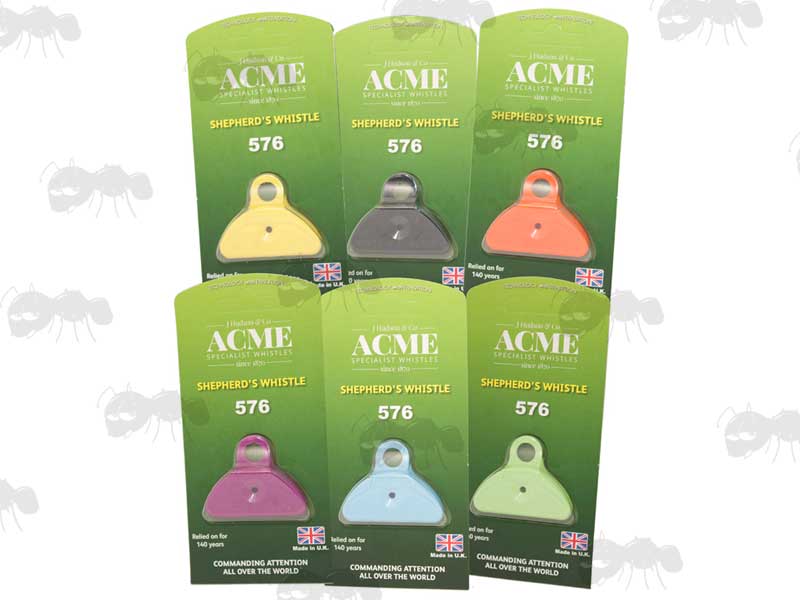 ACME Assorted Coloured Plastic Shepherd Lip Whistles In Packaging
