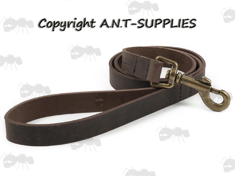 Ancol Latigo Leather Dog Lead In Havana Brown With Brass Trigger Clip