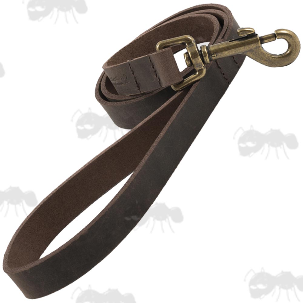 Ancol Latigo Leather Dog Lead In Havana Brown With Brass Trigger Clip