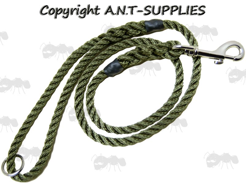 Bisley Green Rope Dog Lead With Metal Ring and Trigger Clip