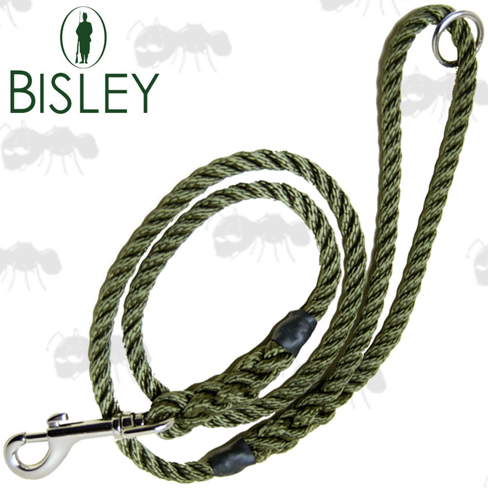 Bisley Green Rope Dog Lead With Metal Ring and Trigger Clip