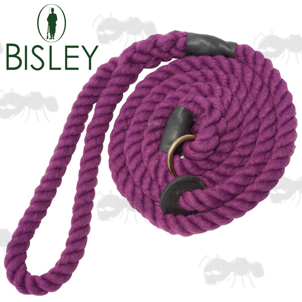 Bisley 12mm Thick Elite Dog Purple Rope Slip Lead With Brass Ring and Rubber Stopper