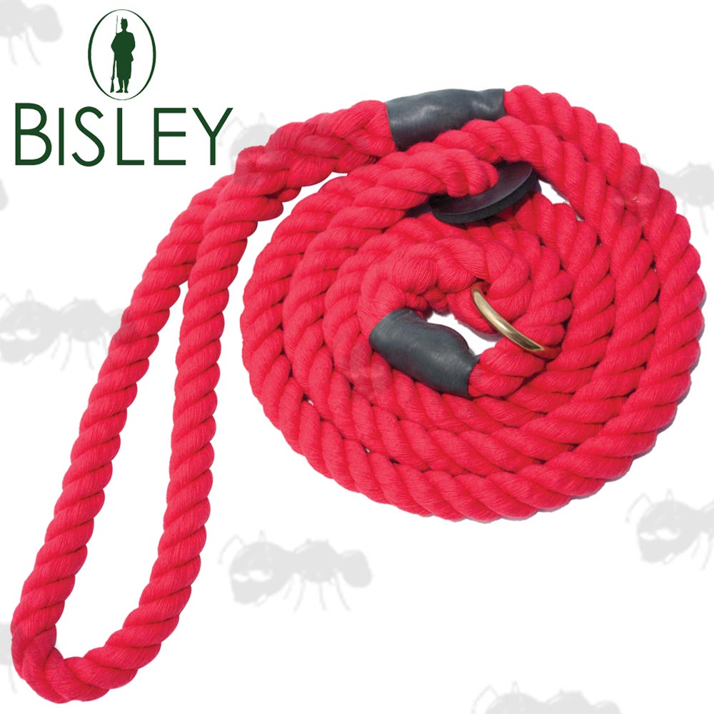 Bisley 12mm Thick Elite Dog Red Rope Slip Lead With Brass Ring and Rubber Stopper