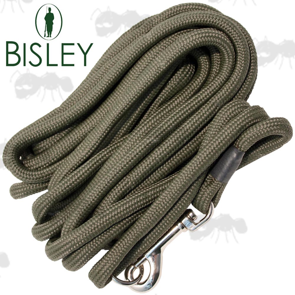 Bisley Extra Long Green Rope Dog Tracking Lead With Trigger Clip