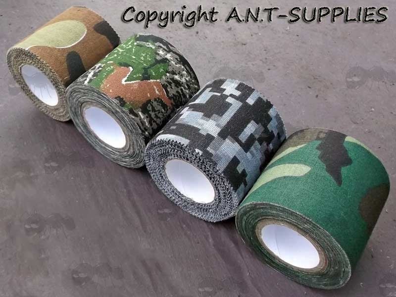 Four Rolls of Assorted Camouflage Fabric Tape