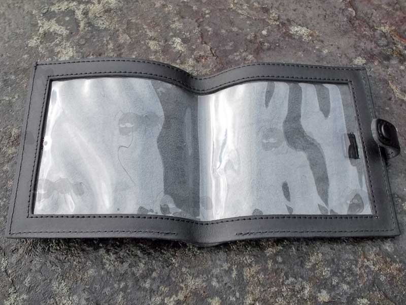 Open View Of The Bisley Black Leather Shotgun Certificate Wallet