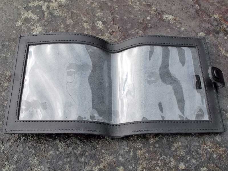 Open View Of The Bisley Black Leather Shotgun Certificate Wallet