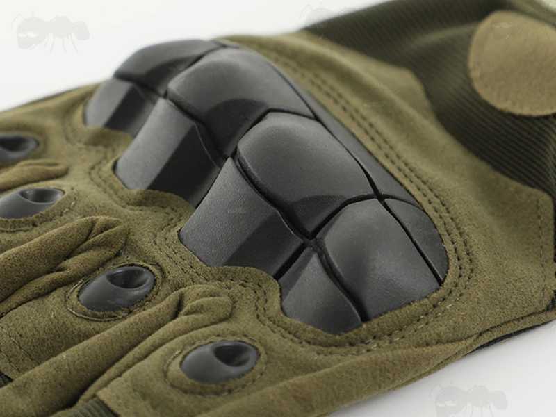 Tactical Protective Hard Knuckle Fingerless Gloves in Army Green