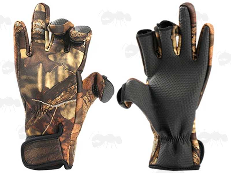 Palm Grip View of The Pine Camouflage Full Finger Hunting Gloves