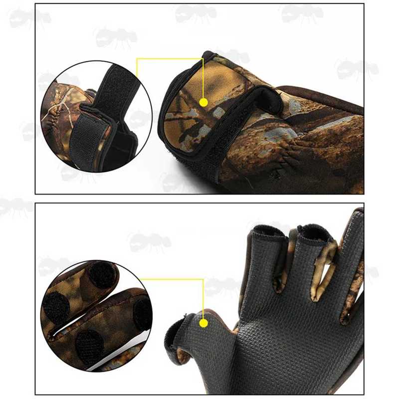 Palm Grip View of The Pine Camouflage Full Finger Hunting Gloves