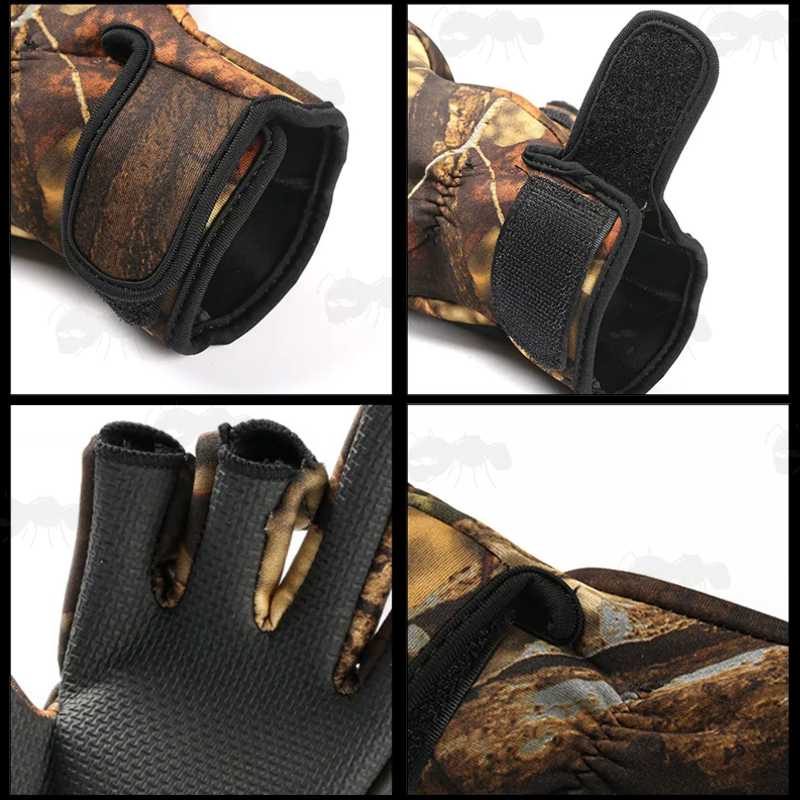 Palm Grip View of The Pine Camouflage Full Finger Hunting Gloves
