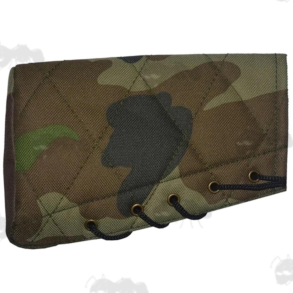 Quilted Woodland Camouflage Canvas Butt End Cover with Lace-Up Design