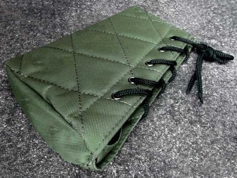 Plain Green Quilted Canvas Butt End Cover with Lace-Up Design