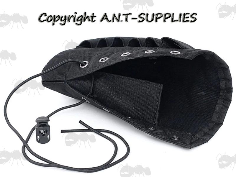 Six Shotgun Cartridge Loops on a Black Canvas Butt End Cover with Lace-Up Design