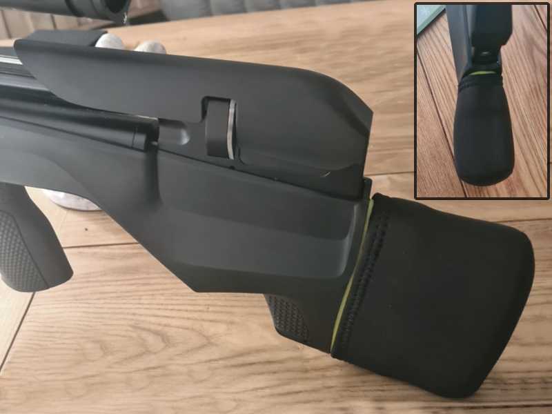 All Black Neoprene Slip-On Gun Recoil Pad , Shown Fitted on a Stoeger XM1 Air Rifle