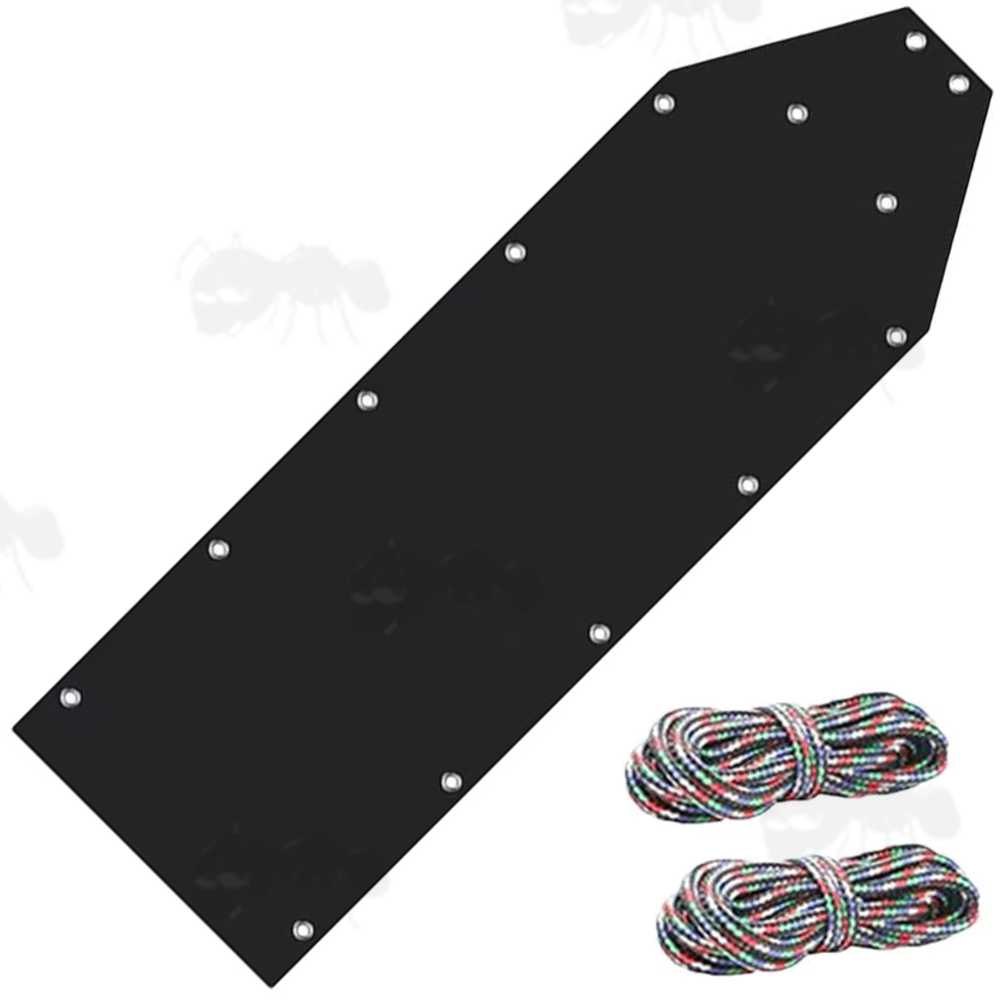Black Plastic Roll-Up Sled with Two Rolls of Multi-Colour Rope for Big Game Extraction