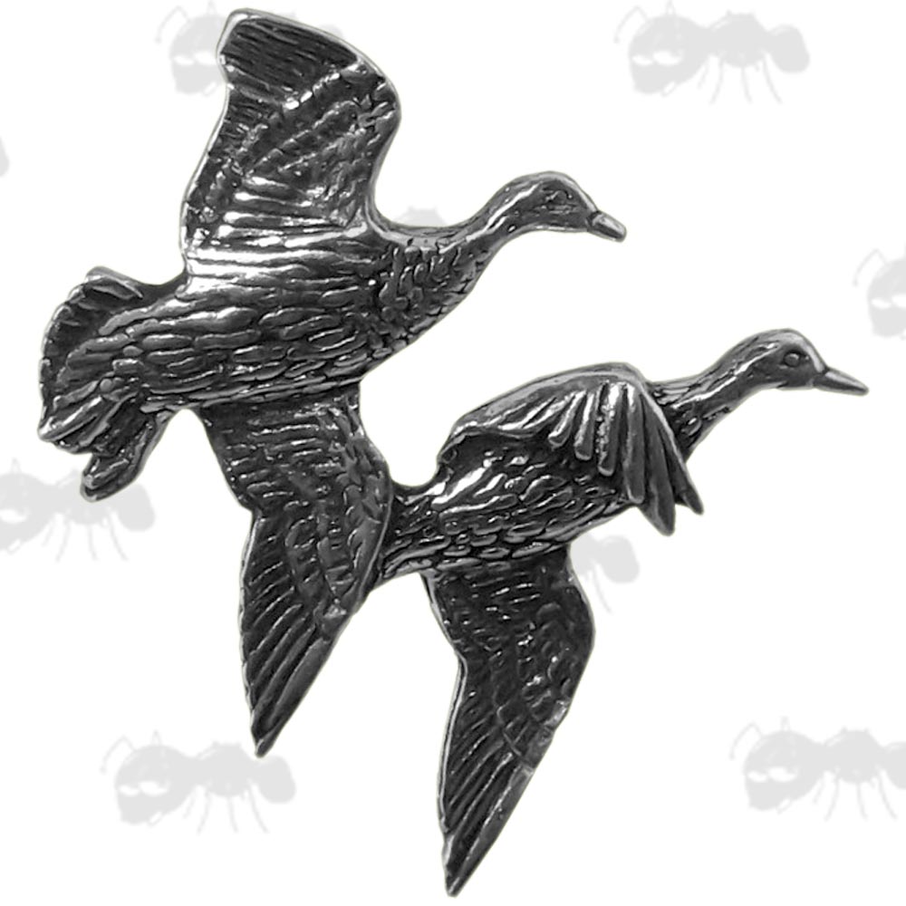 Two Ducks in Flight Pewter Badge