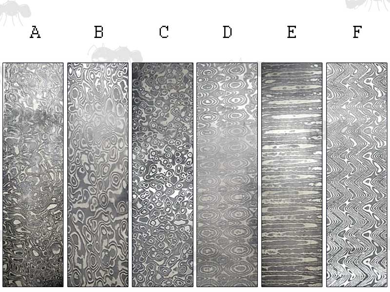 Six Patterns of Damascus Steel Billet Bar Blanks