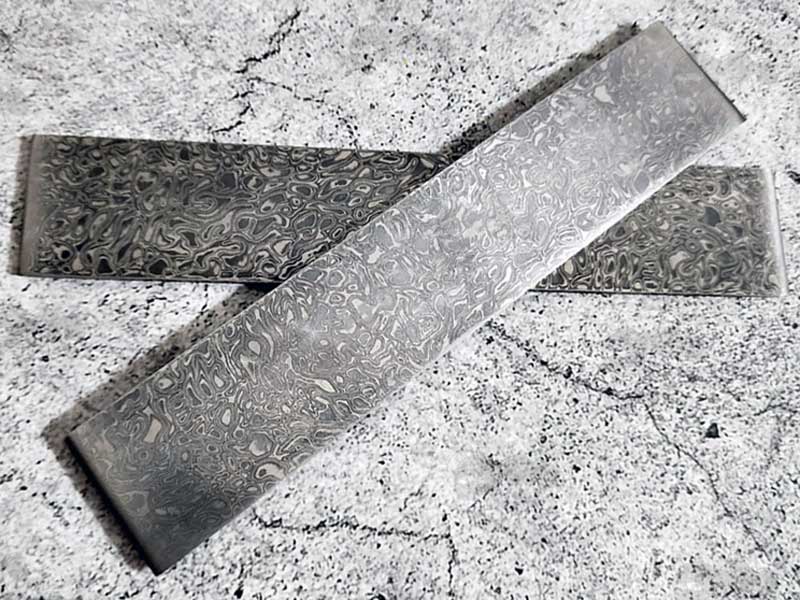 Two Spiral Pattern Damascus Steel Billet Bar Blanks