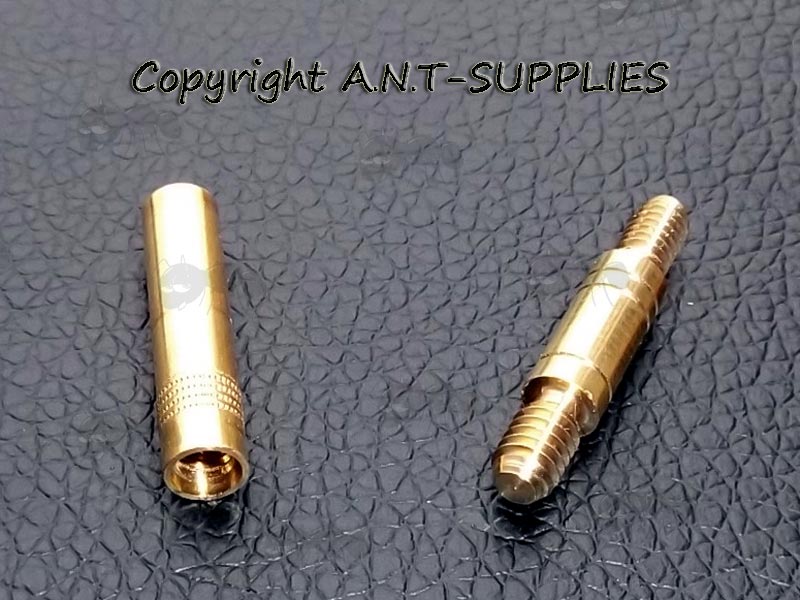 Male and Female Thread AnTac Brass Adapters for #8-32 US Swabs to .22 Caliber UK Rifle Barrel Cleaning Rods