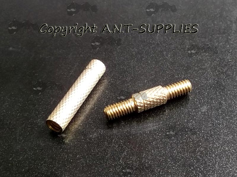 Dual Female and Dual Male Barrel Cleaning Rod Brass Adapters for M4 Threads to #8/32
