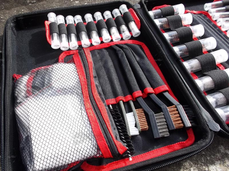 Close Up View of Half of the The AnTac Universal Gun Cleaning Field Kit Contents