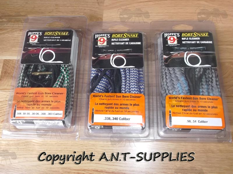 Three Assorted Rifle Calibre Boresnakes in Packaging