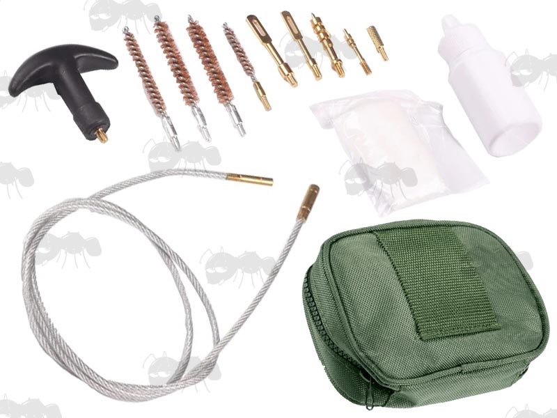Rifle Barrel Cleaning Flexi Pull Kit Rod in Pouch