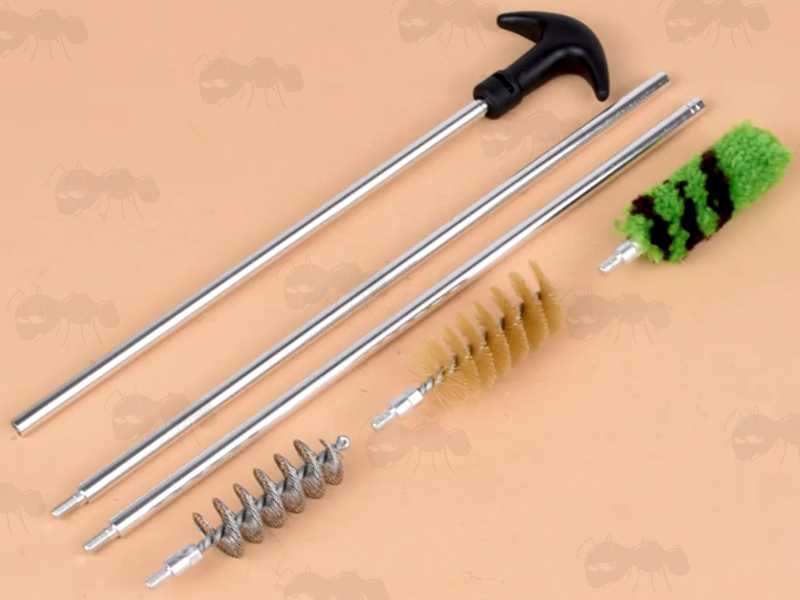 USA Threaded Spec Standard 12 Bore Shotgun Barrel Cleaning Rod Kit with Curved 'T' Grip Handle