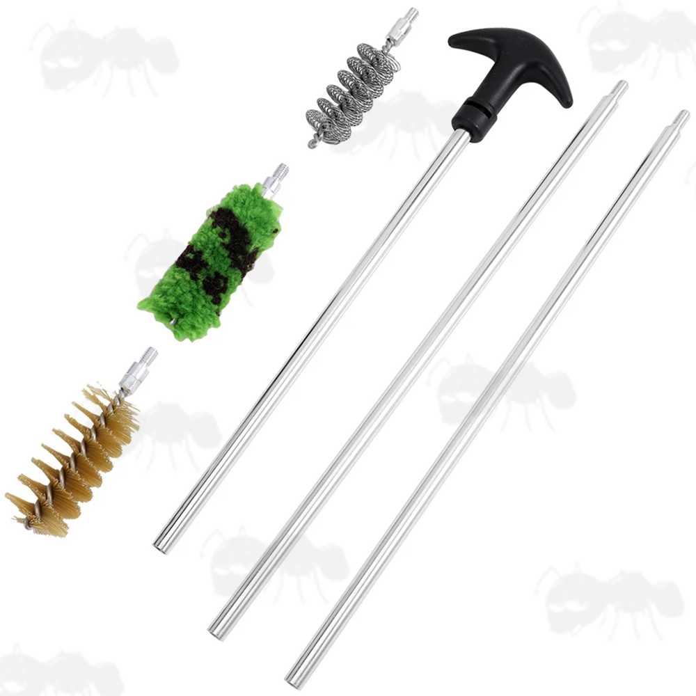 USA Threaded Spec Standard 12 Gauge Shotgun Barrel Cleaning Rod Kit with Curved 'T' Grip Handle