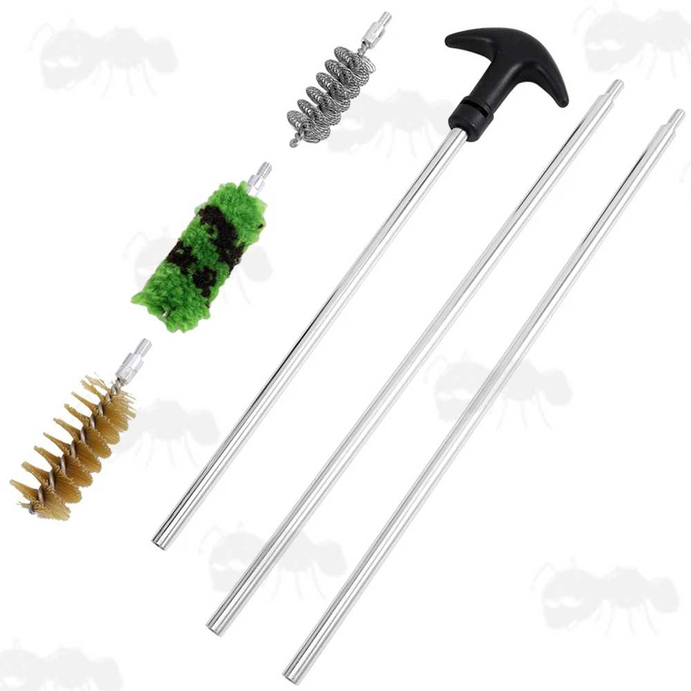 USA Threaded Spec Standard 16 Gauge Shotgun Barrel Cleaning Rod Kit with Curved 'T' Grip Handle