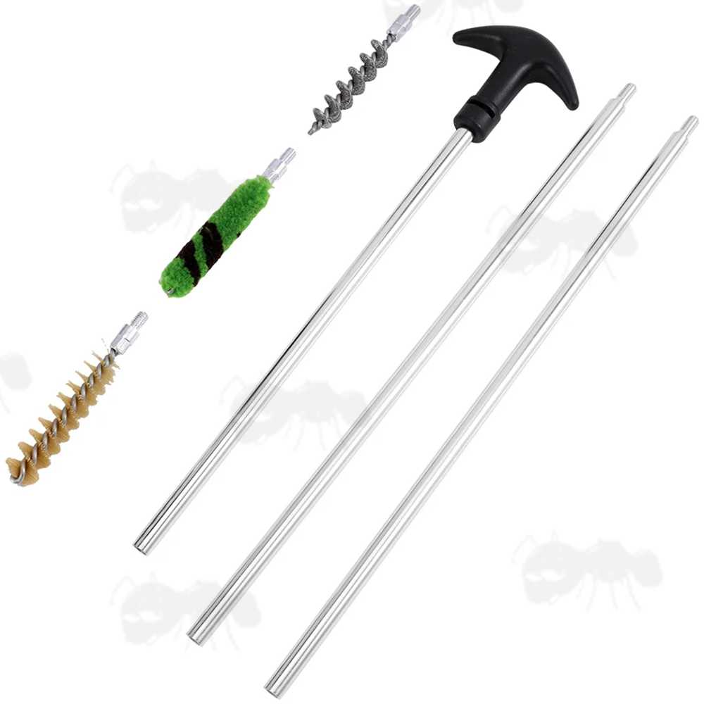 USA Threaded Spec Standard .410 Bore Shotgun Barrel Cleaning Rod Kit with Curved 'T' Grip Handle