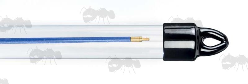 Blue Steel One Piece Rifle Barrel Cleaning Rod with European Metric Thread in Clear Plastic Packaging Tube