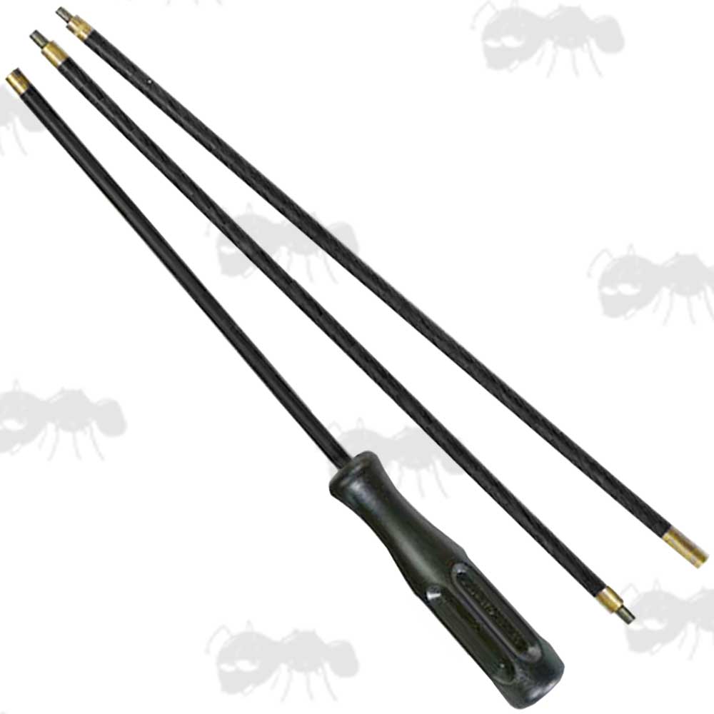 Three Piece Black PVC Coated Metal Rifle Barrel Cleaning Rod with Black Plastic Handle for Larger Calibres