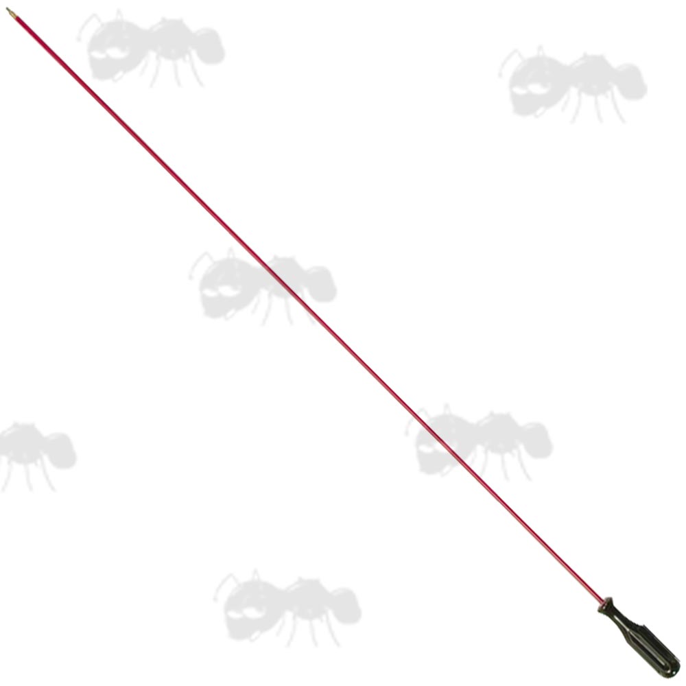 One Piece Red PVC Coated Metal Rifle Barrel Cleaning Rod with Black Plastic Handle