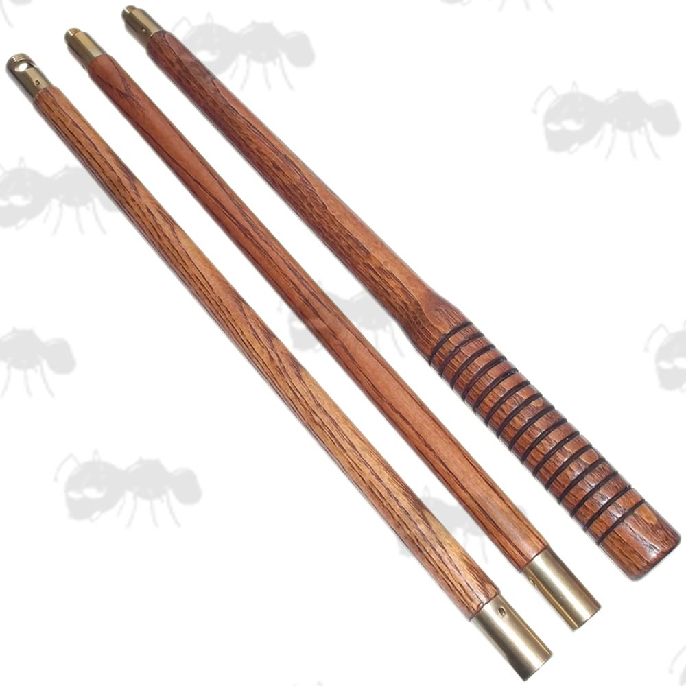 Three Piece Rosewood Shotgun Barrel Cleaning Rod with Large Grip Section and British Threaded Brass Ferrule