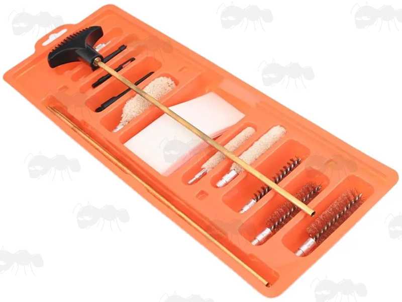 US Spec Threaded Three Piece Shotgun Barrel Cleaning Rod Kit In orange Display Packaging