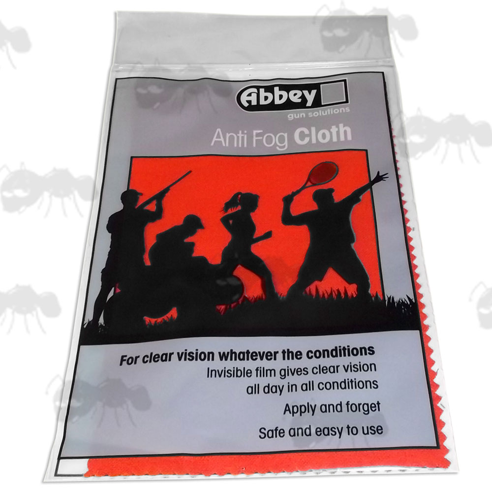 Abbey Red Anti-Fog Lens / Visor Cloth in Grip Seal Bag