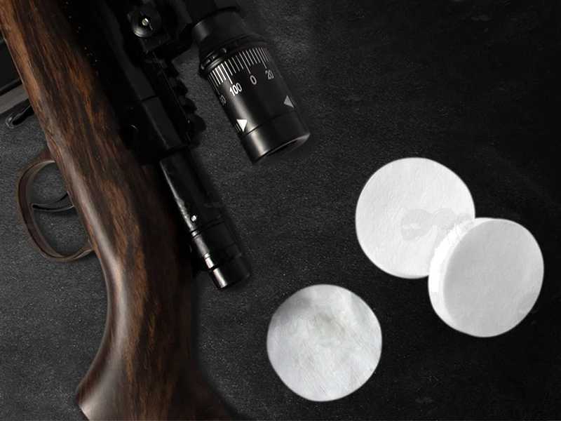 5cm Diameter Gun Barrel Cleaning Round Disc Patches Next to Hunting Rifle