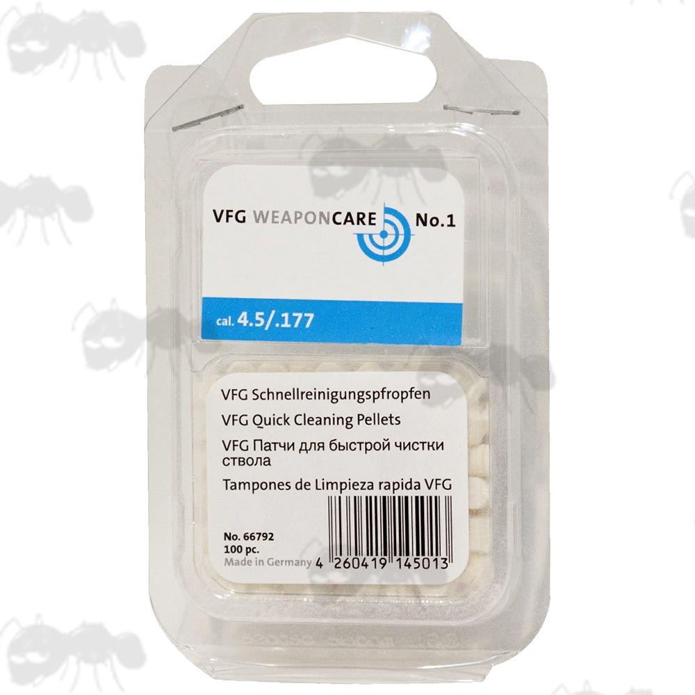VFG .177 / 4.5mm Calibre Felt Cleaning Pellets in Clear Packaging