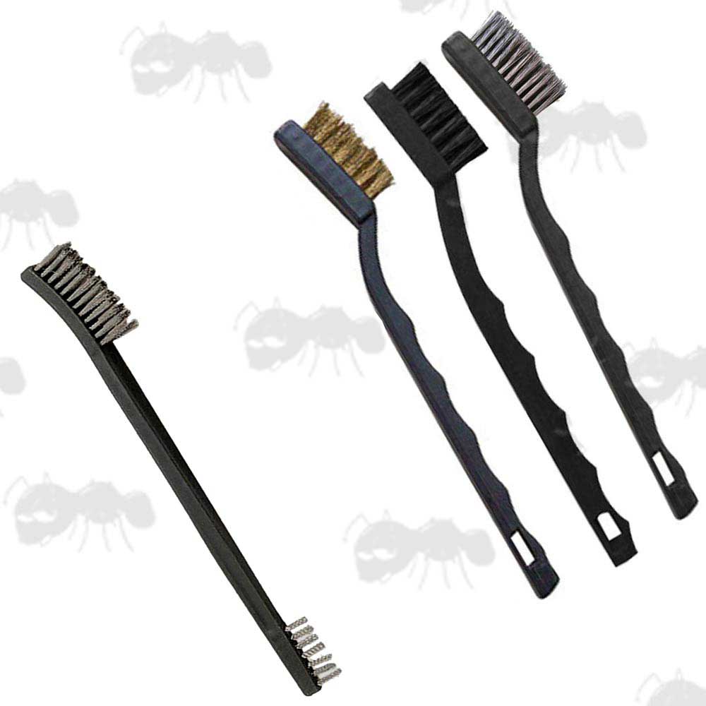 Gun Cleaning Set of Bronze, Nylon and Stainless Steel Brushes