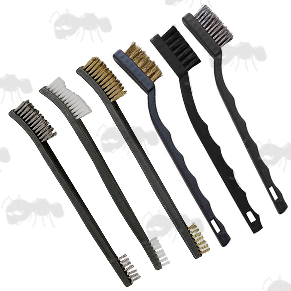 Gun Cleaning Set of Bronze, Nylon and Sytainless Steel Brushes