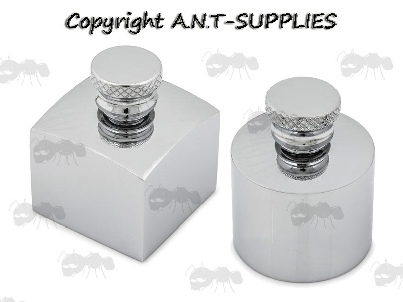 Parker Hale Round and Square Design Nickel Gun Oil Bottles