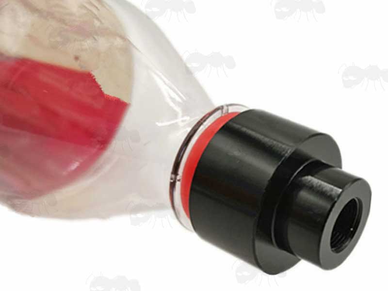 Barrel Cleaning Solvent Trap Soda Bottle Thread Adapter Fitted to a Pop Bottle